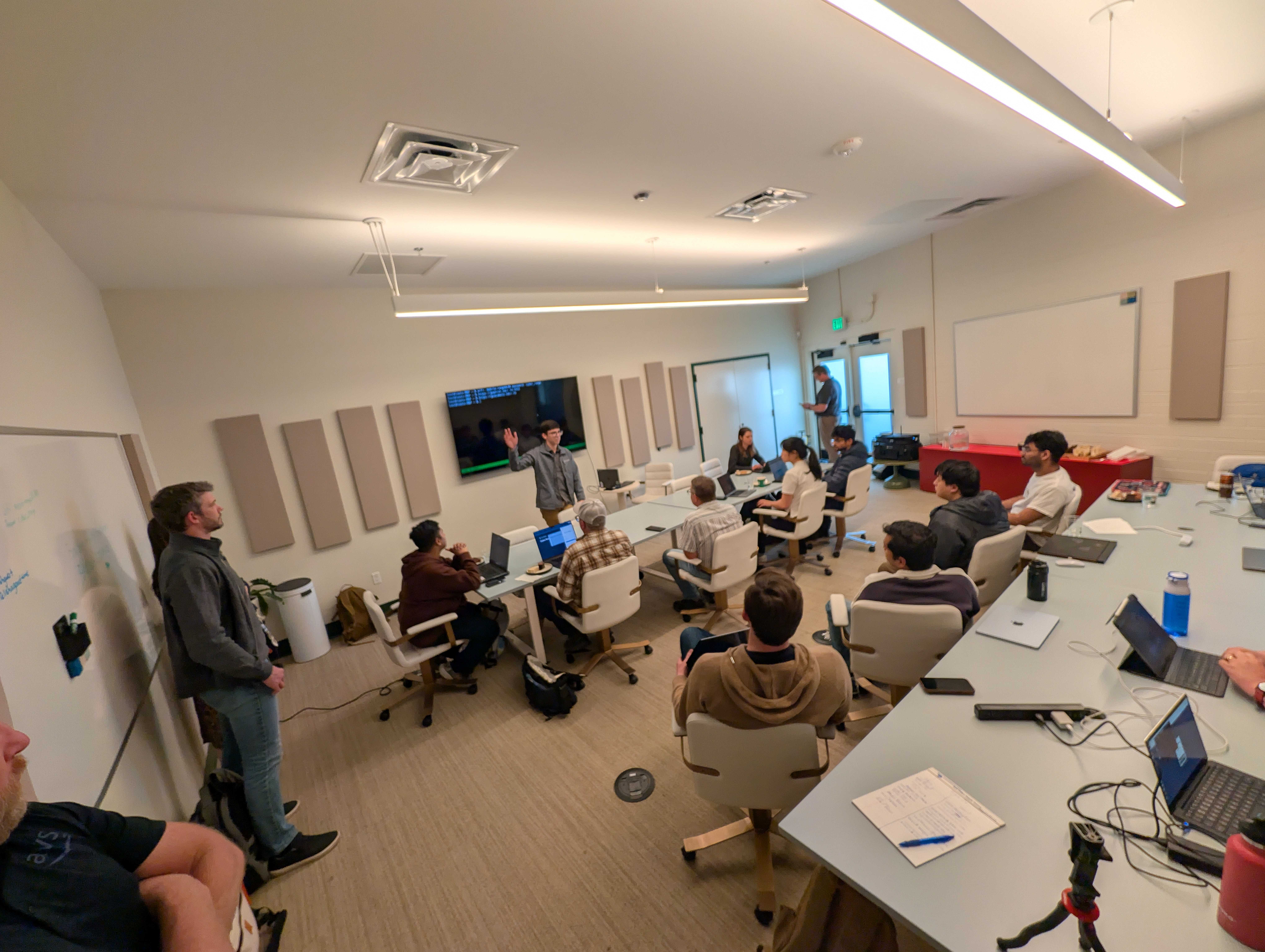 Wide-angle view of the workshop room during the session